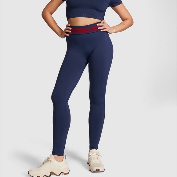 Victoria’s Secret Pink Seamless Fold Over Leggings-Blue/Wine size S NWT💙 - Picture 4 of 6